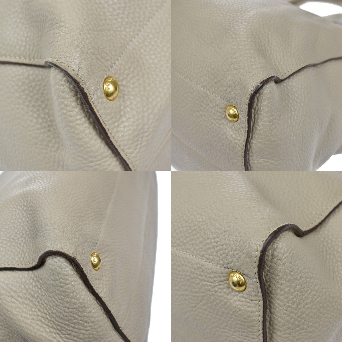 Prada Twin Shopping Tote Vitello Daino, BEIGE, LEATHER, Handbag