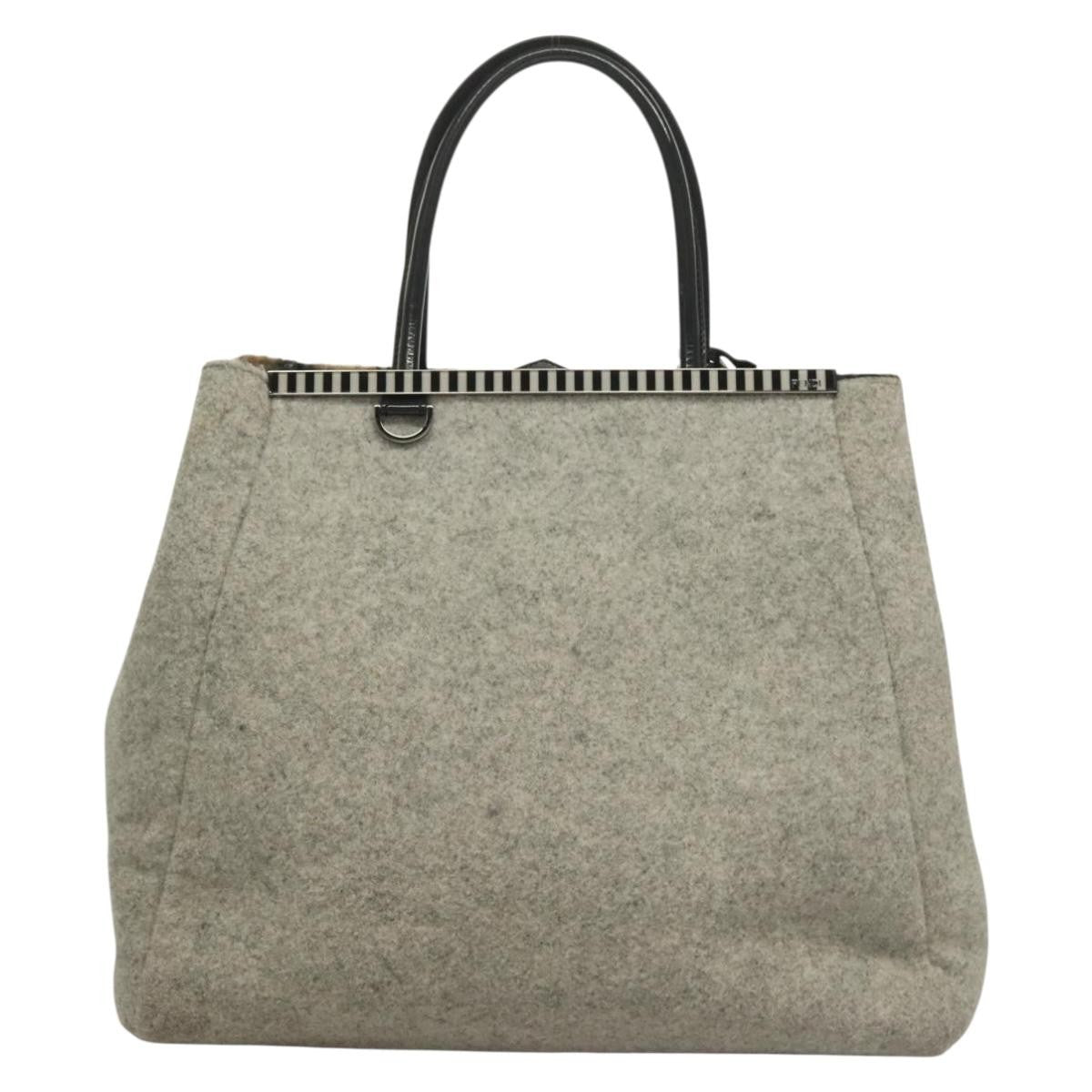 Fendi 2Jours Bag Felted Wool and Astrakhans, GRAY, WOOL, Tote bag
