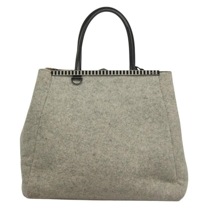 Fendi 2Jours Bag Felted Wool and Astrakhans, GRAY, WOOL, Tote bag