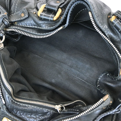 Chloe Paddington Lock Satchel Leather, BLACK, LEATHER, Handbag