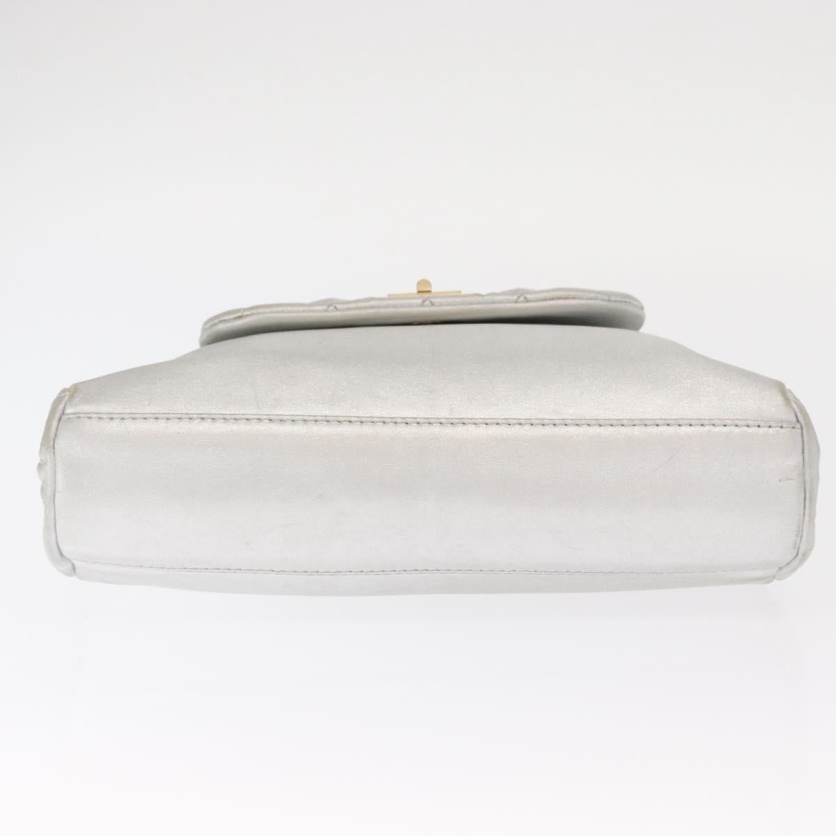 Chanel Mademoiselle Lock Accordion Flap Bag Quilted Lambskin, SILVER, LEATHER, Shoulder bag