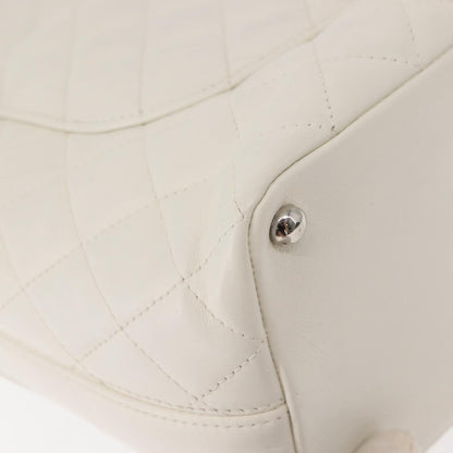 Chanel Cambon Tote Quilted Leather, WHITE, LEATHER, Tote bag