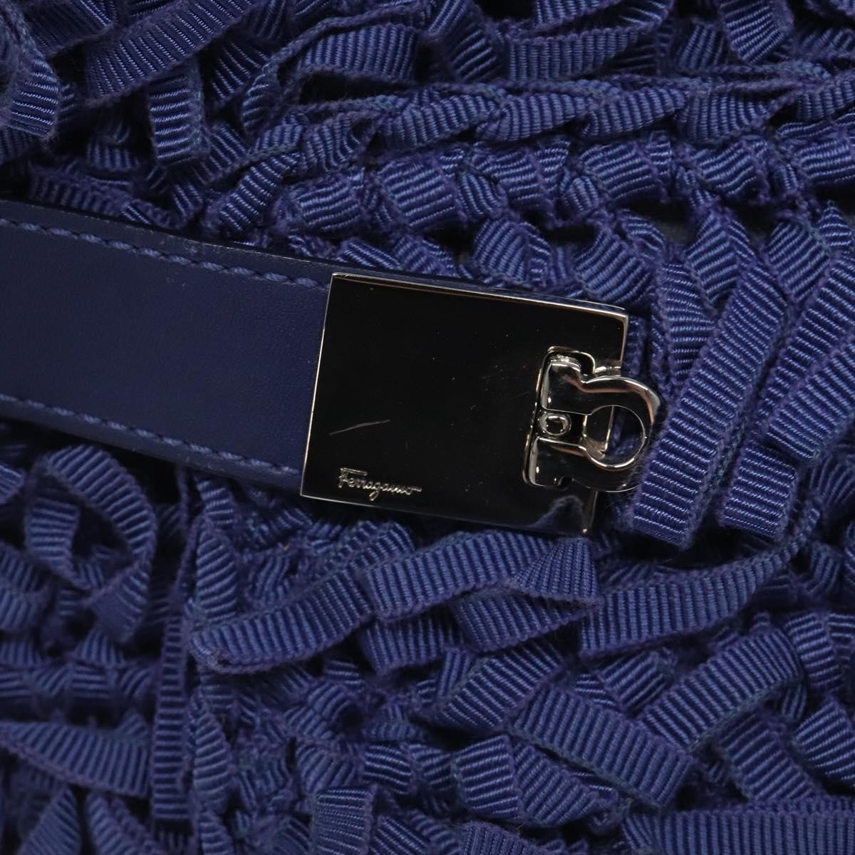 Salvatore Ferragamo Gancini Shoulder Bag Canvas, BLUE, CANVAS, Shoulder bag