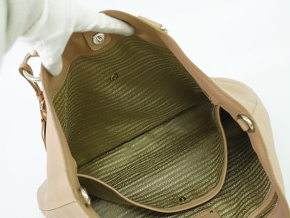 Prada Shopping Tote Vitello Daino, BEIGE, LEATHER, Tote bag