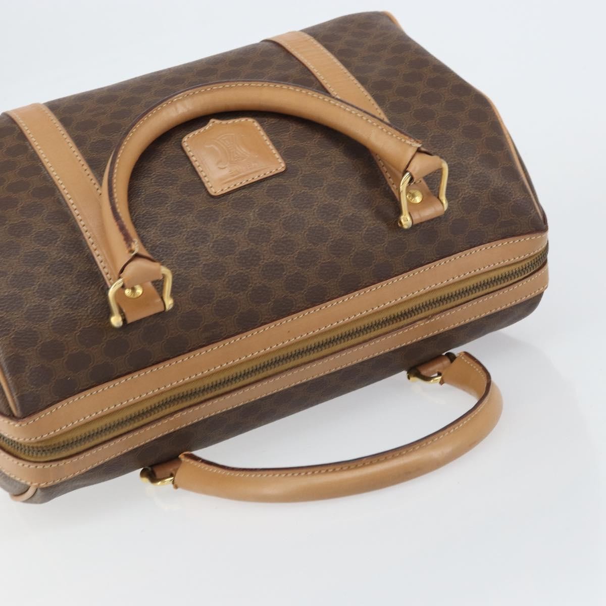 Celine Vintage Macadam Boston bag Canvas, BROWN, CANVAS, Travel bag