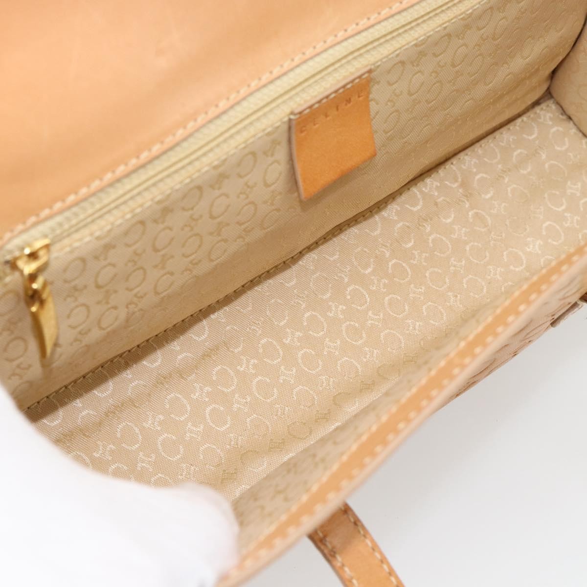 Celine C Macadam Handbag Canvas, Beige, Canvas, Handbag