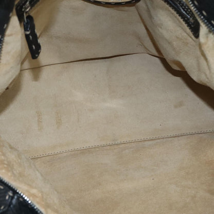 Fendi Selleria Handle Bag Embossed Leather, BLACK, LEATHER, Handbag