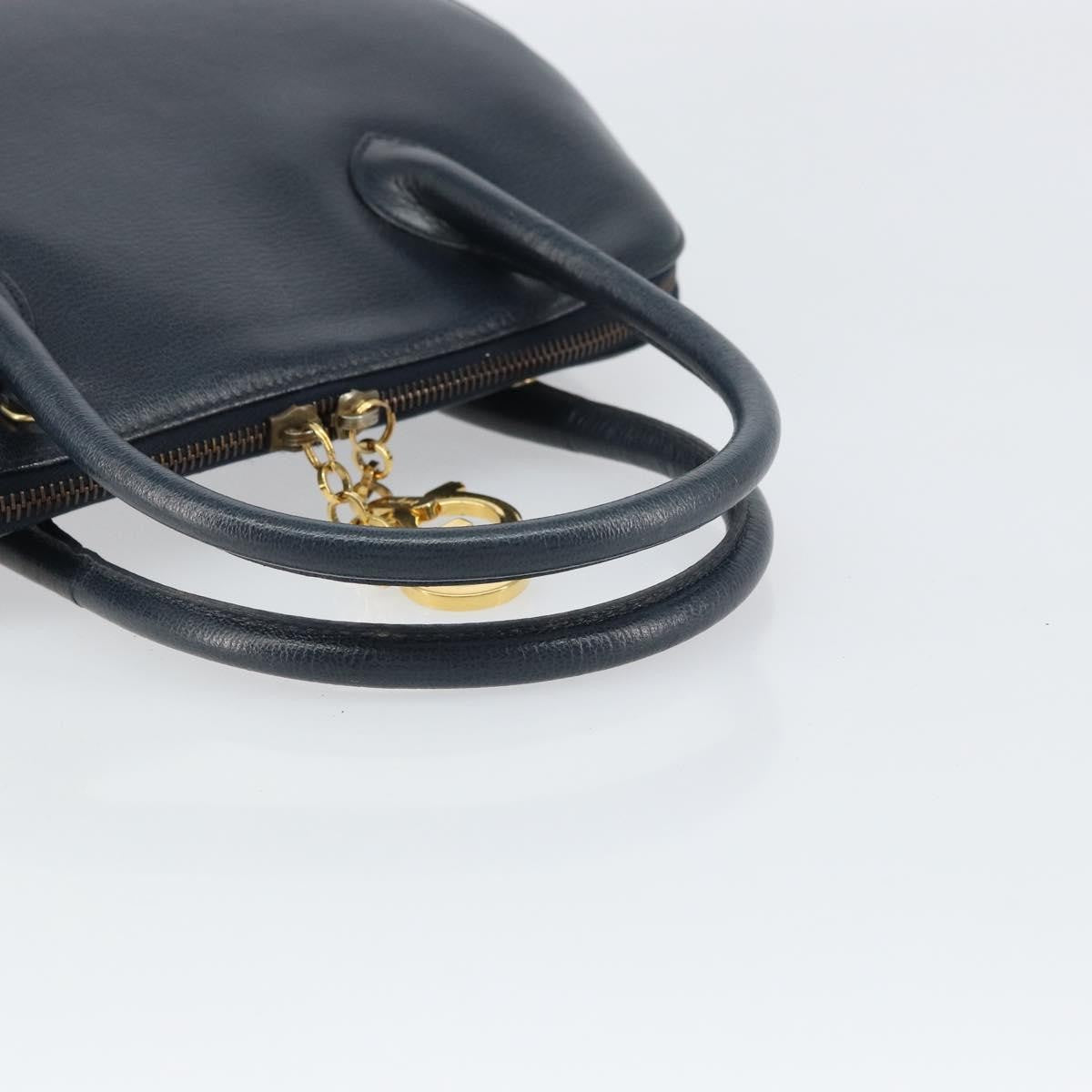Salvatore Ferragamo Gancini handbag Leather, NAVY, LEATHER, Handbag