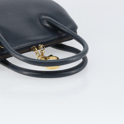 Salvatore Ferragamo Gancini handbag Leather, NAVY, LEATHER, Handbag