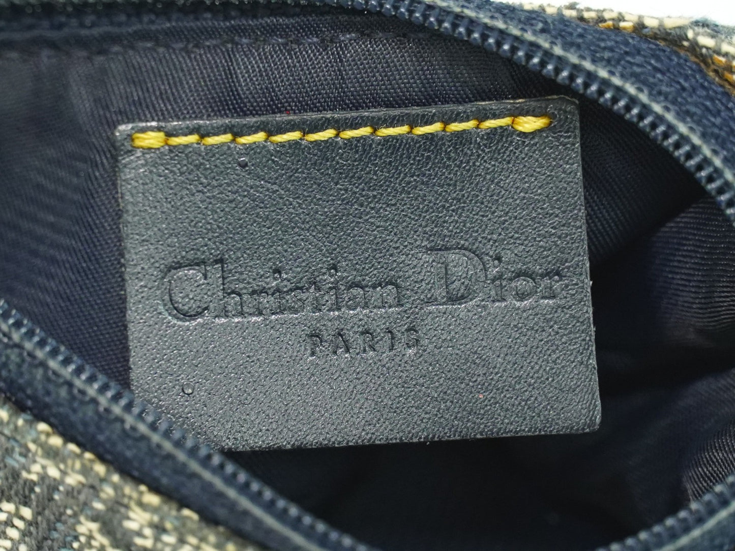 Christian Dior Vintage Saddle Zip Coin Purse Diorissimo Canvas, NAVY, CANVAS, Clutche & pouche