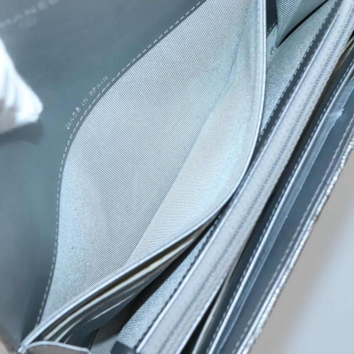 Chanel L-Flap Wallet Chevron Patent, SILVER, PATENT_LEATHER, Wallets