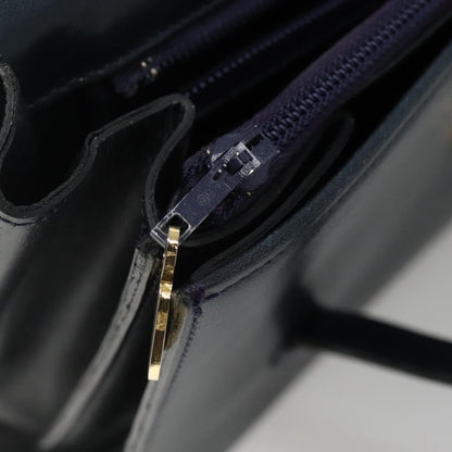 Christian Dior Vintage Handbag Leather, NAVY, LEATHER, Handbag