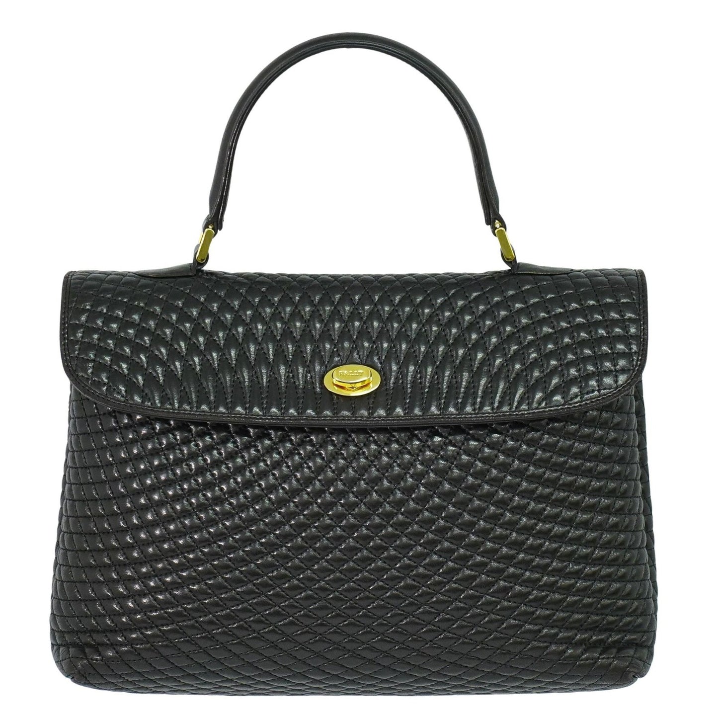 Bally Vintage Handbag Leather, BLACK, LEATHER, Handbag