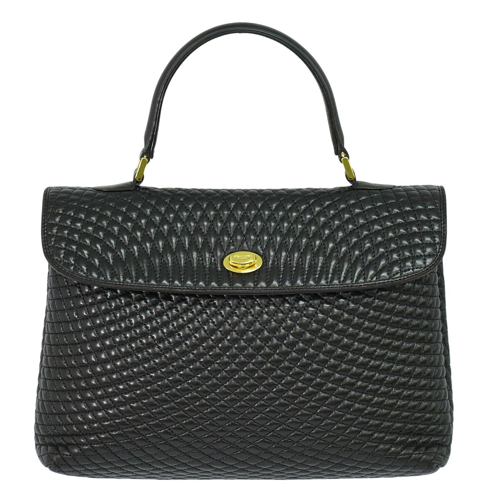 Bally Vintage Handbag Leather, BLACK, LEATHER, Handbag