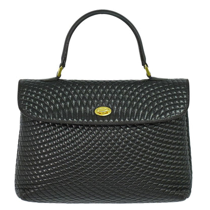 Bally Vintage Handbag Leather, BLACK, LEATHER, Handbag