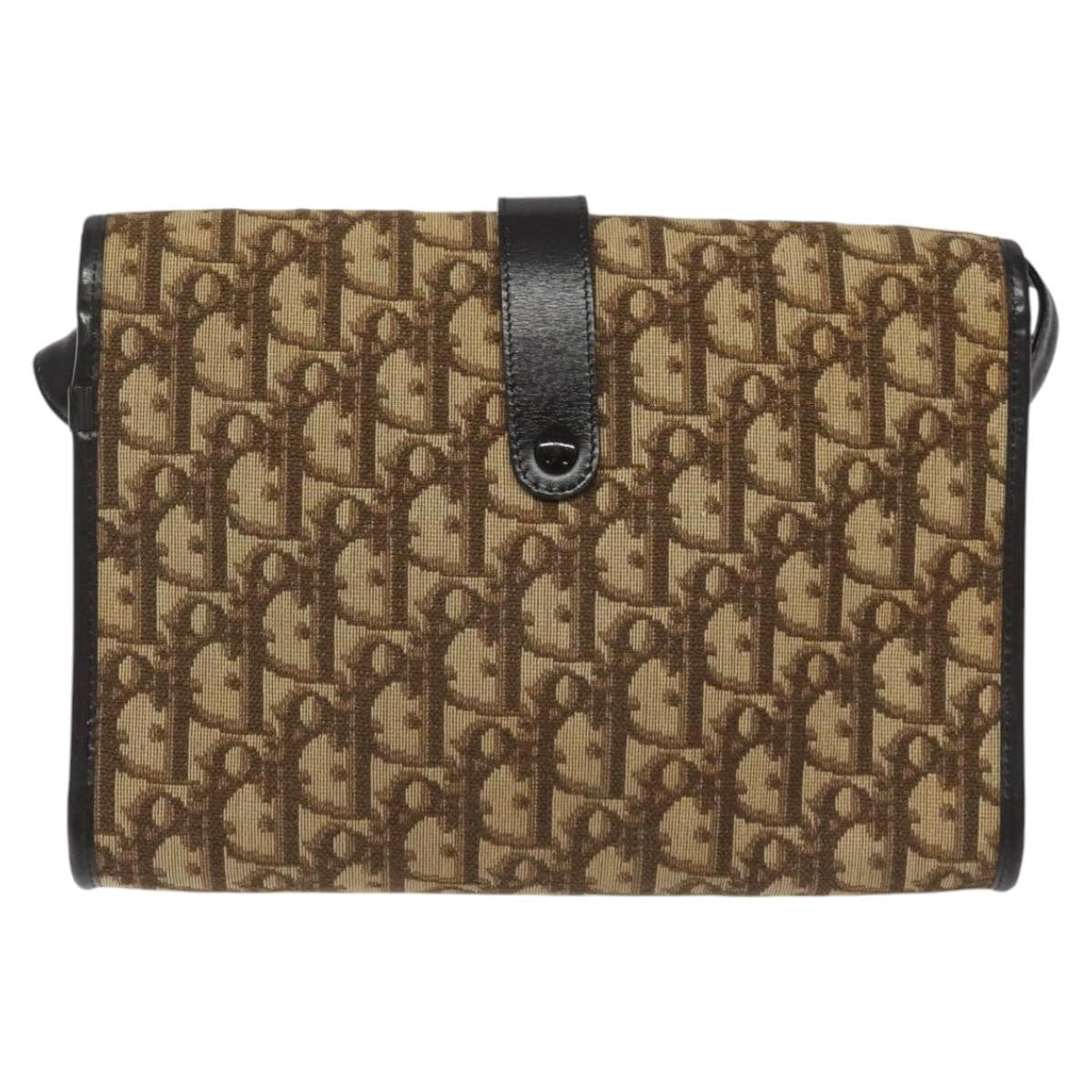 Christian Dior Vintage Trotter Crossbody Bag Diorissimo Coated Canvas, BROWN, CANVAS, Crossbody bag