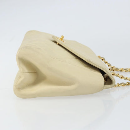 Chanel Vintage Envelope Flap Bag Quilted Lambskin, BEIGE, LEATHER, Shoulder bag