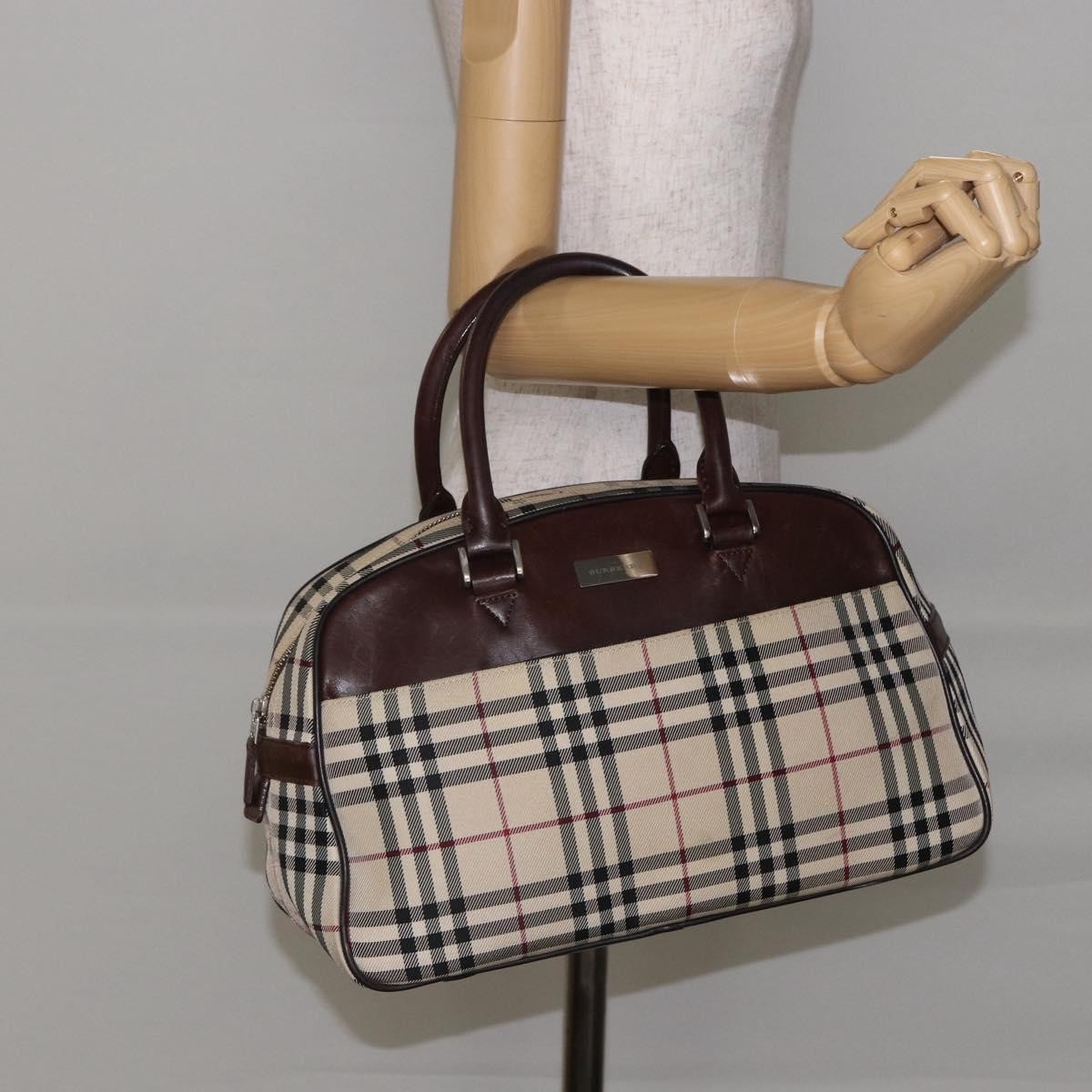 Burberry Nova Check Bowling Bag Canvas, BEIGE, CANVAS, Travel bag