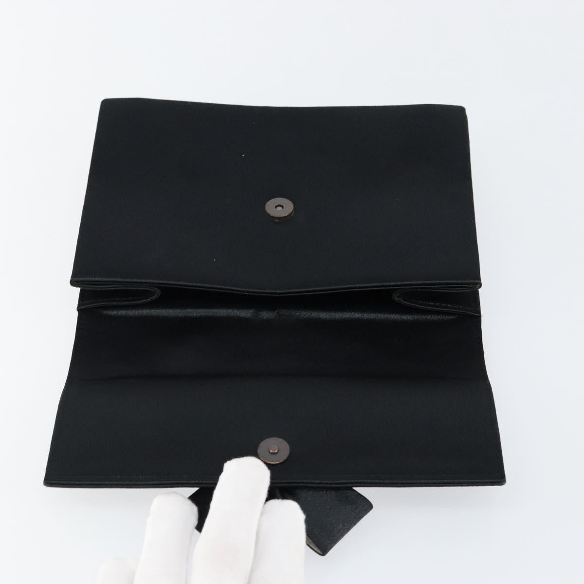 Saint Laurent Vintage Pouch Satin, BLACK, SATIN, Clutche & pouche