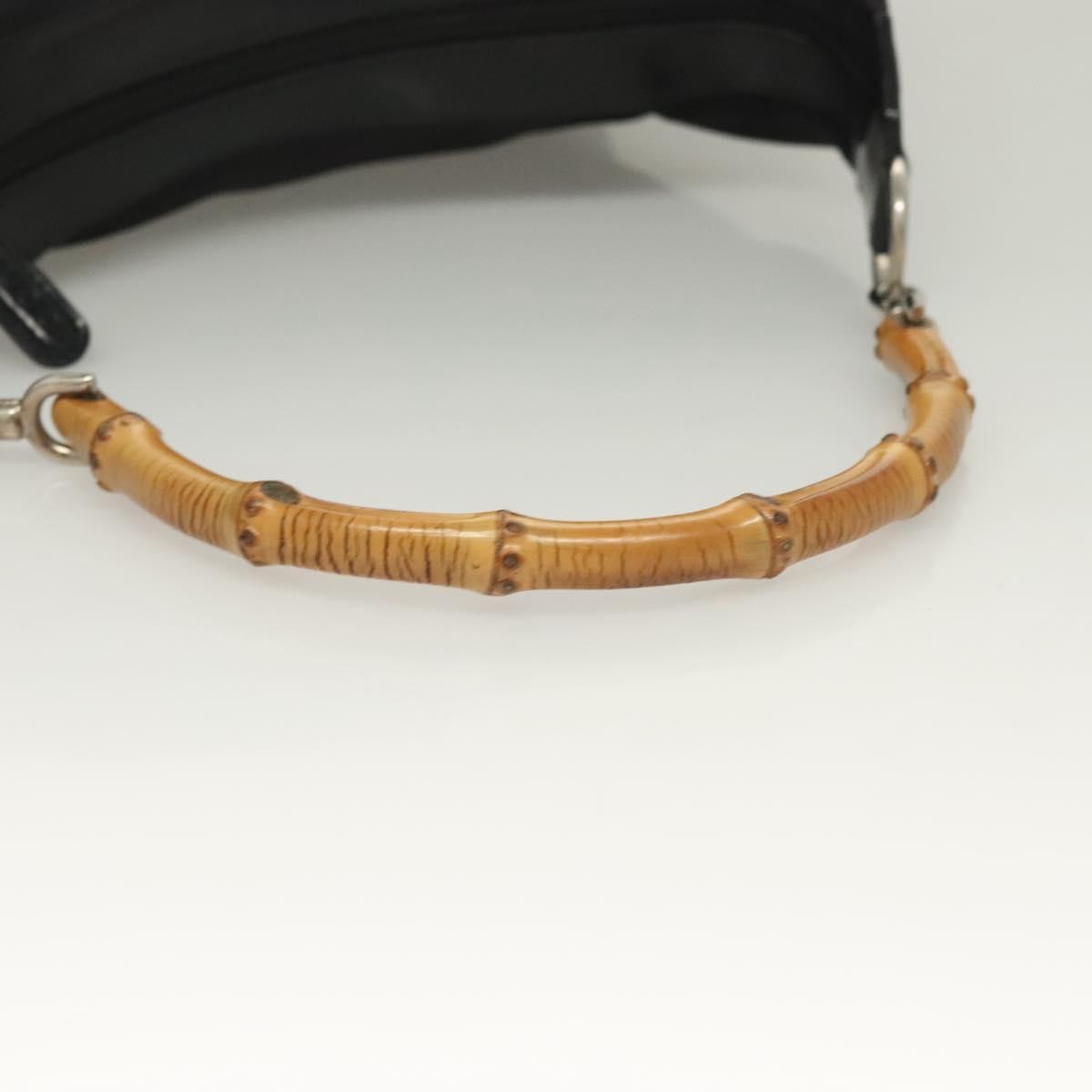 Gucci Vintage Bamboo Shoulder Bag Nylon, BLACK, NYLON, Shoulder bag
