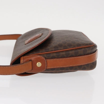 Celine Vintage Macadam Shoulder Bag Canvas and Leather, BROWN, CANVAS, Shoulder bag