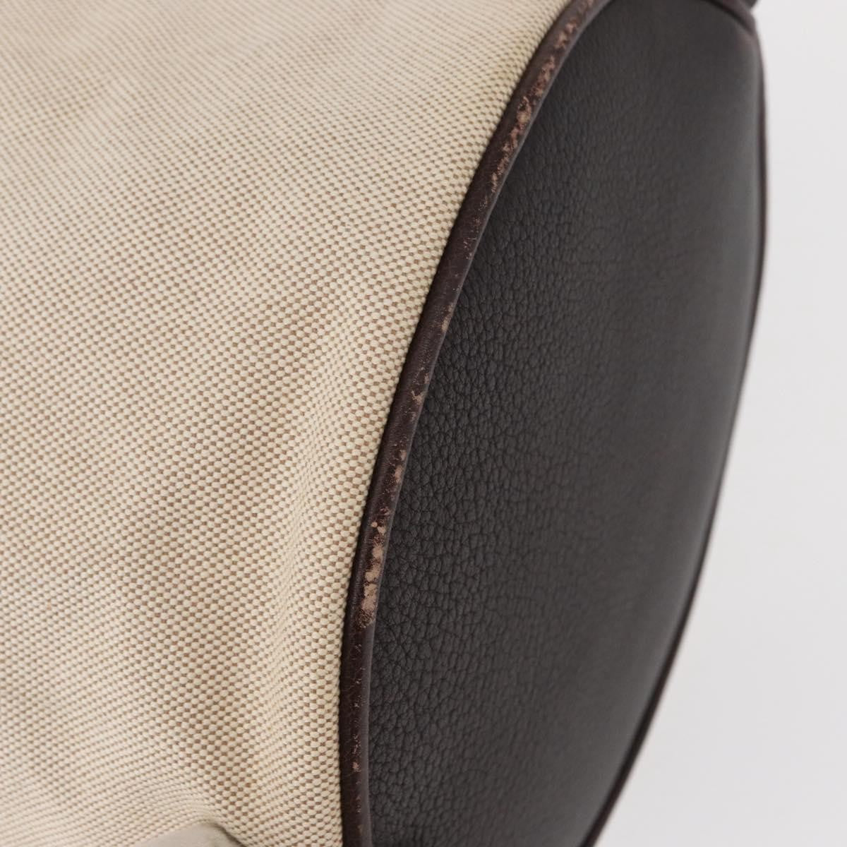 Hermes Sac Marin Recif Drawstring Bag Toile with Leather, BEIGE, CANVAS, Shoulder bag