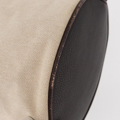 Hermes Sac Marin Recif Drawstring Bag Toile with Leather, BEIGE, CANVAS, Shoulder bag