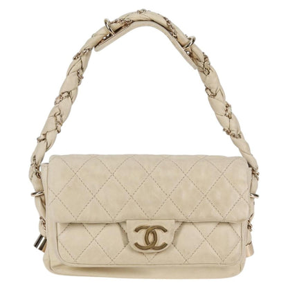 Chanel Lady Braid Flap Bag Quilted Distressed Lambskin, BEIGE, LEATHER, Shoulder bag