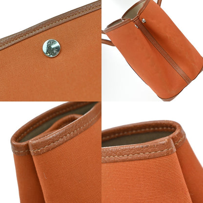 Hermes Garden Party Tote Canvas and Leather, ORANGE, CANVAS, Tote bag