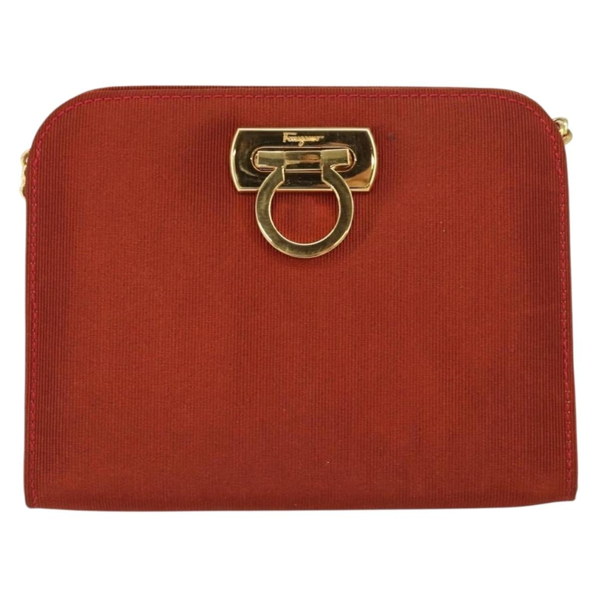Salvatore Ferragamo Vintage Gancini Chain Shoulder Bag Nylon, RED, NYLON, Shoulder bag