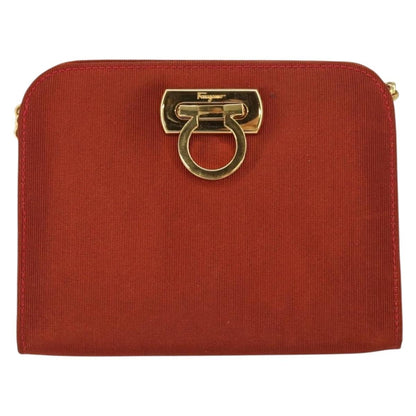 Salvatore Ferragamo Vintage Gancini Chain Shoulder Bag Nylon, RED, NYLON, Shoulder bag