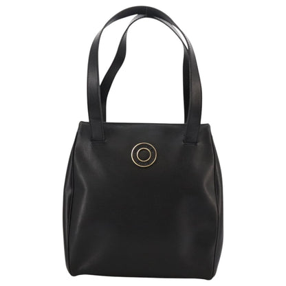 Celine Circle Logo Handbag Leather, BLACK, LEATHER, Handbag