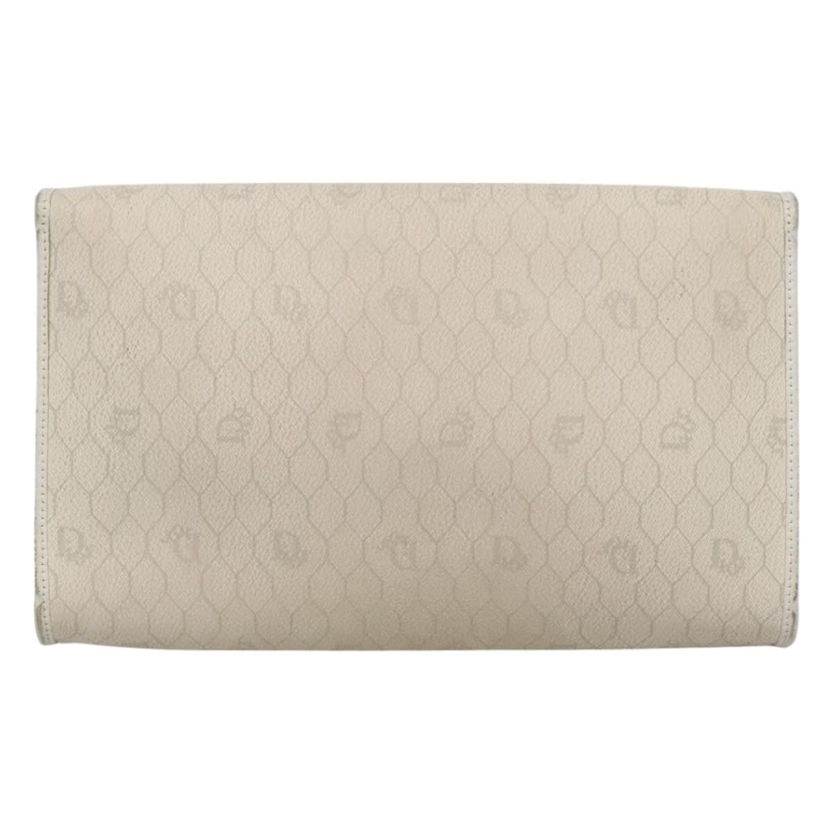 Christian Dior Vintage Honeycomb chain Canvas, WHITE, CANVAS, Handbag