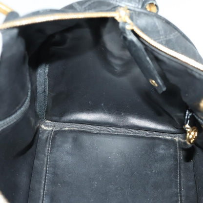 Chanel Vintage Diamond Stitch Boston Bag Quilted Lambskin, BLACK, LEATHER, Travel bag