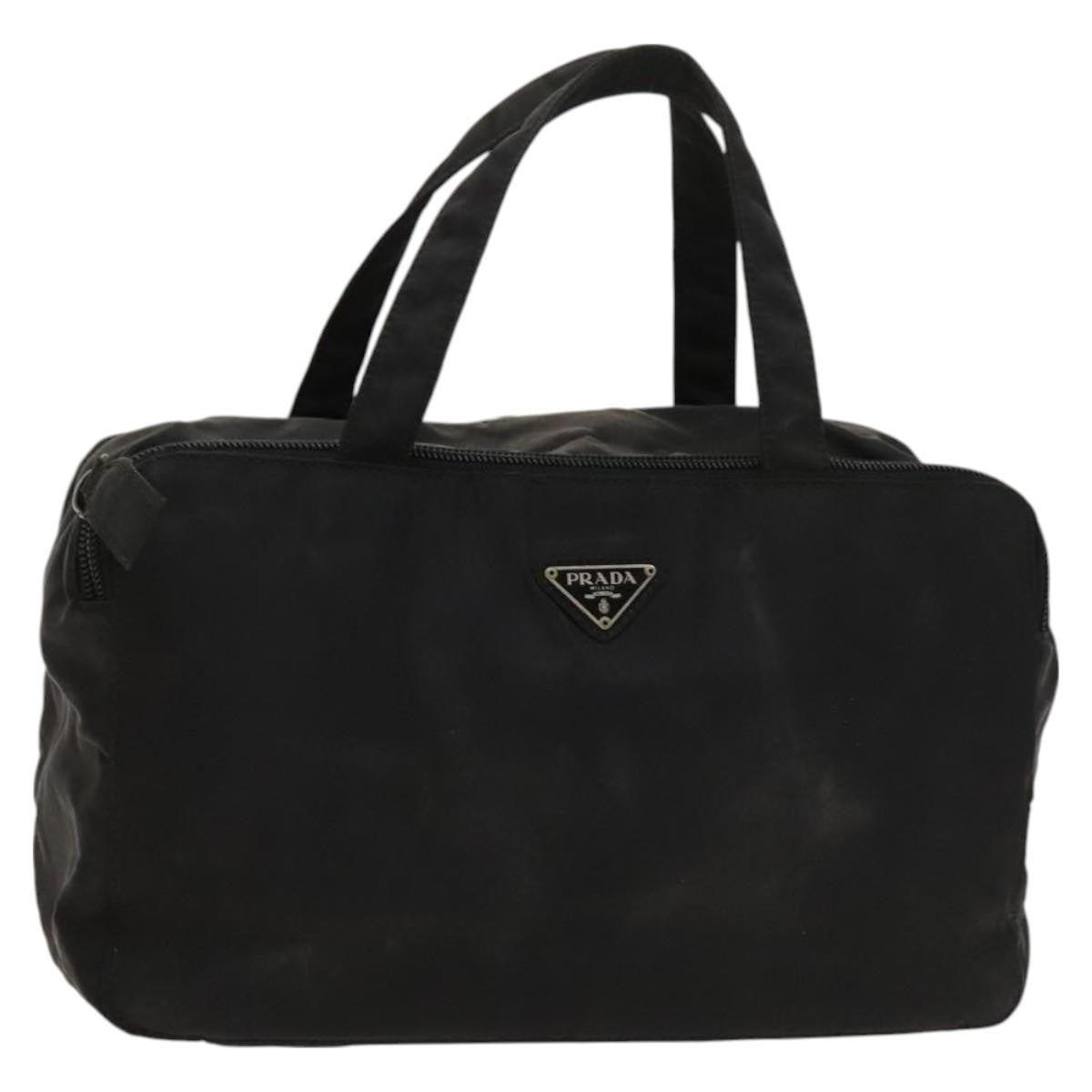 Prada Vintage Zip Handbag Tessuto, BLACK, NYLON, Handbag