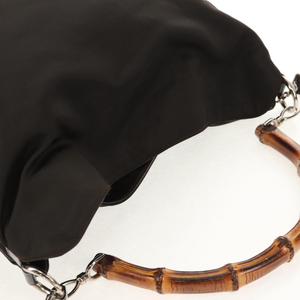 Gucci Vintage Bamboo Shoulder Bag Nylon, BROWN, NYLON, Shoulder bag