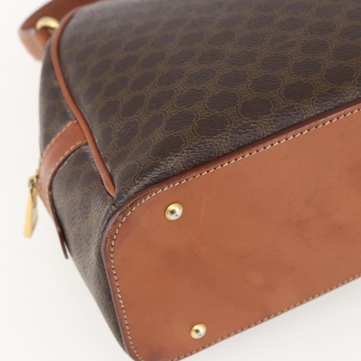 Celine Vintage Macadam Handbag Canvas and Leather, BROWN, CANVAS, Handbag