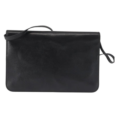 Christian Dior Vintage Full Flap Bag Leather, BLACK, LEATHER, Shoulder bag