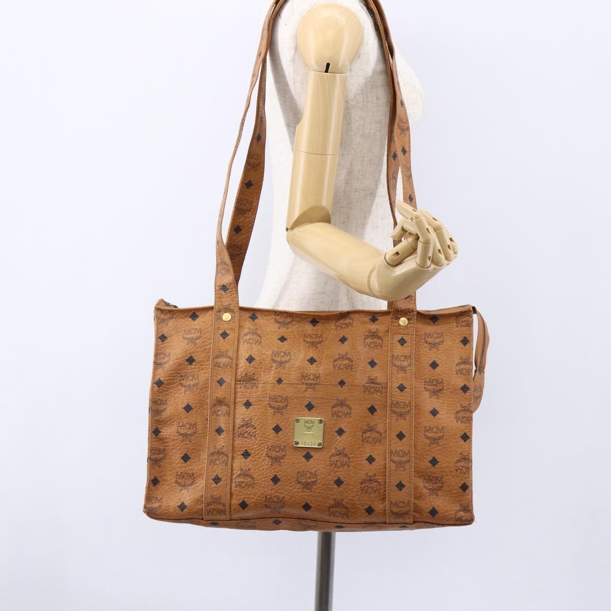 MCM Visetos Shoulder bag PVC, BROWN, CANVAS, Shoulder bag