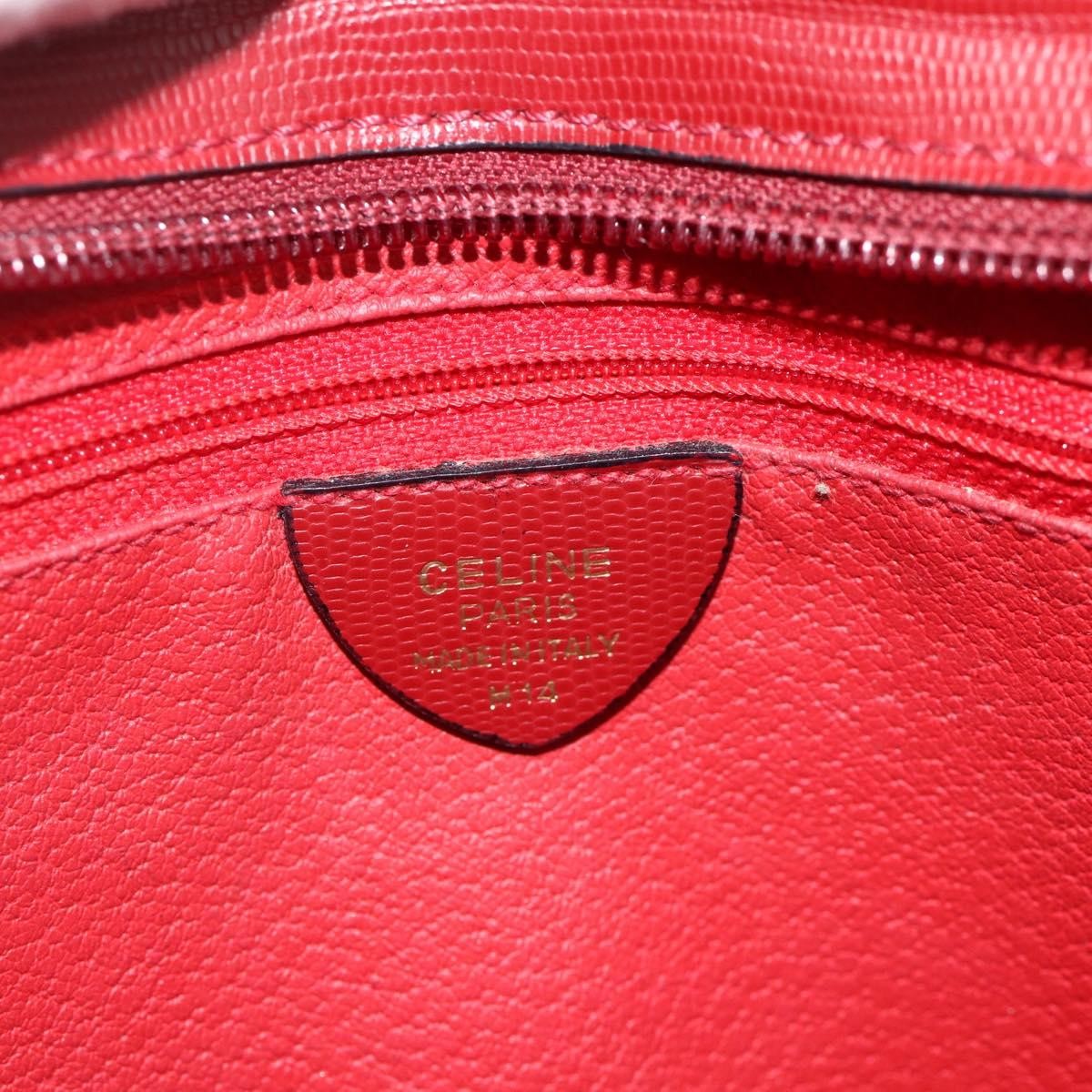 Celine Circle logo Leather, Burgundy, Leather, Tote Bag