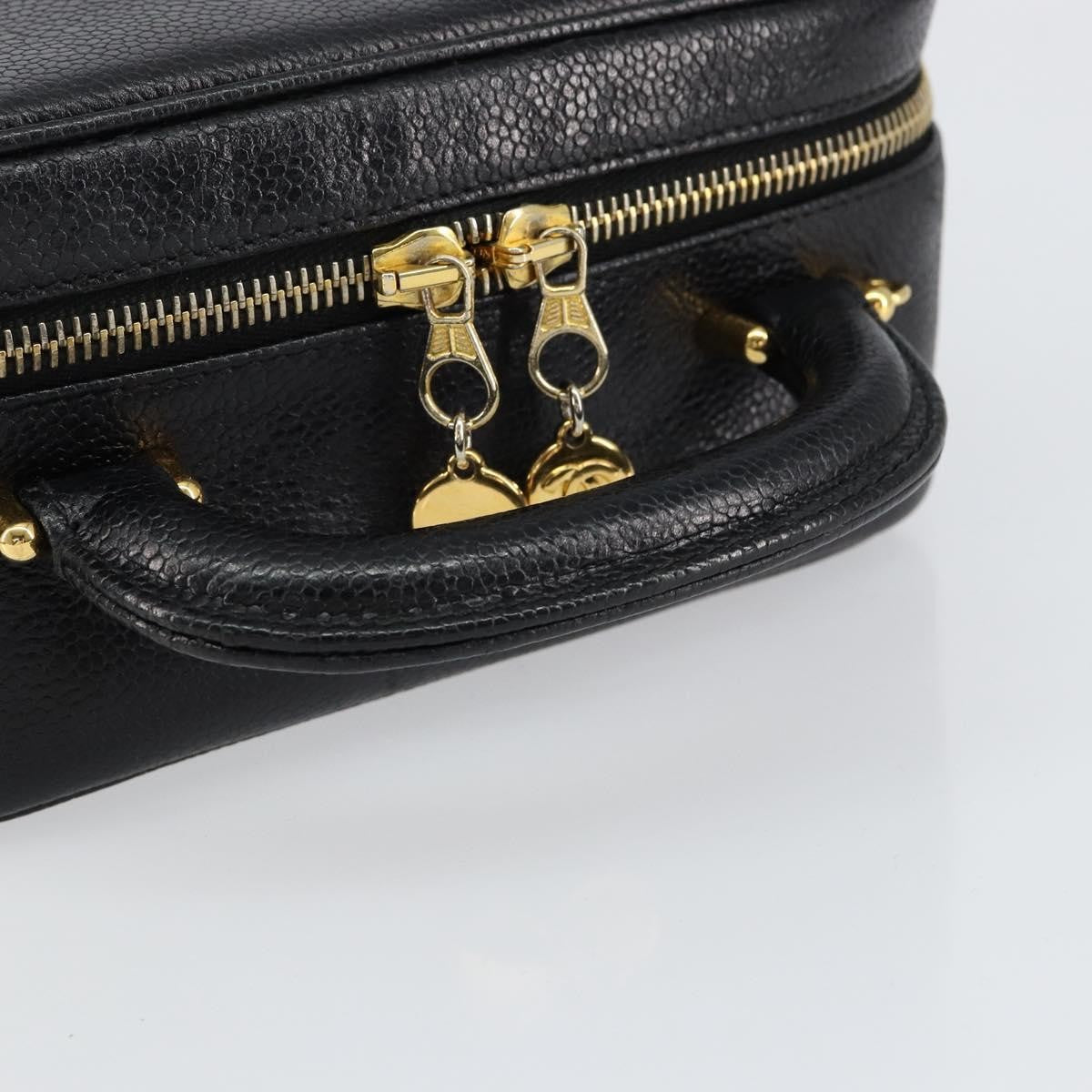 Chanel Vintage Timeless Zip Around Vanity Case Caviar, BLACK, LEATHER, Clutche & pouche