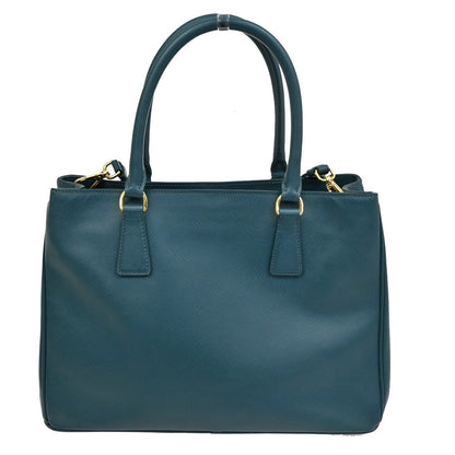 Prada Double Zip Lux Tote Saffiano Leather, GREEN, LEATHER, Tote bag