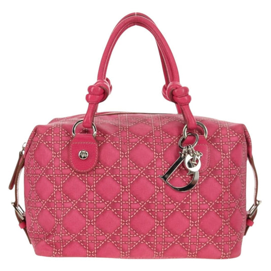 Christian Dior Cannage Handbag Canvas, PINK, CANVAS, Handbag