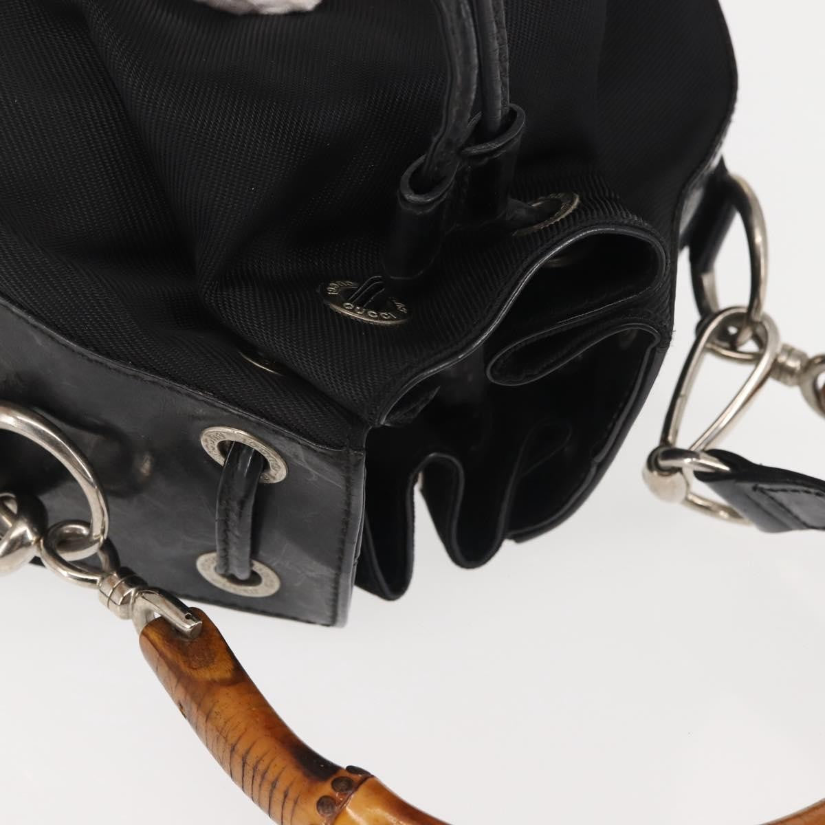 Gucci Vintage Bamboo Bucket Bag Nylon and Leather, BLACK, NYLON, Bag