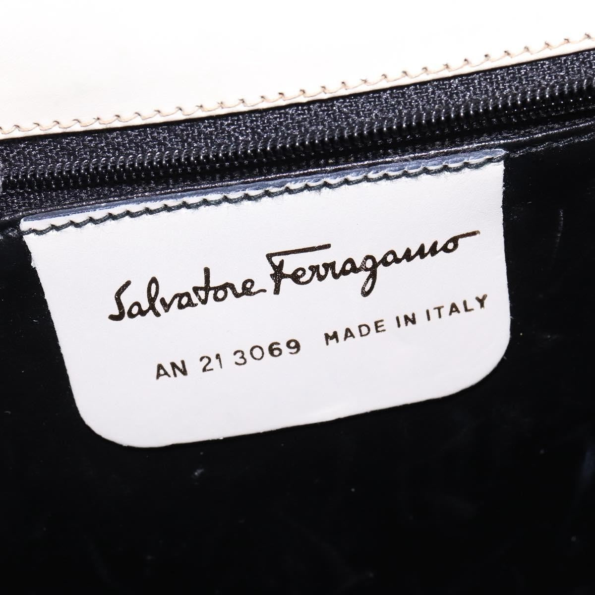 Salvatore Ferragamo Gancini handbag Leather, WHITE, LEATHER, Handbag