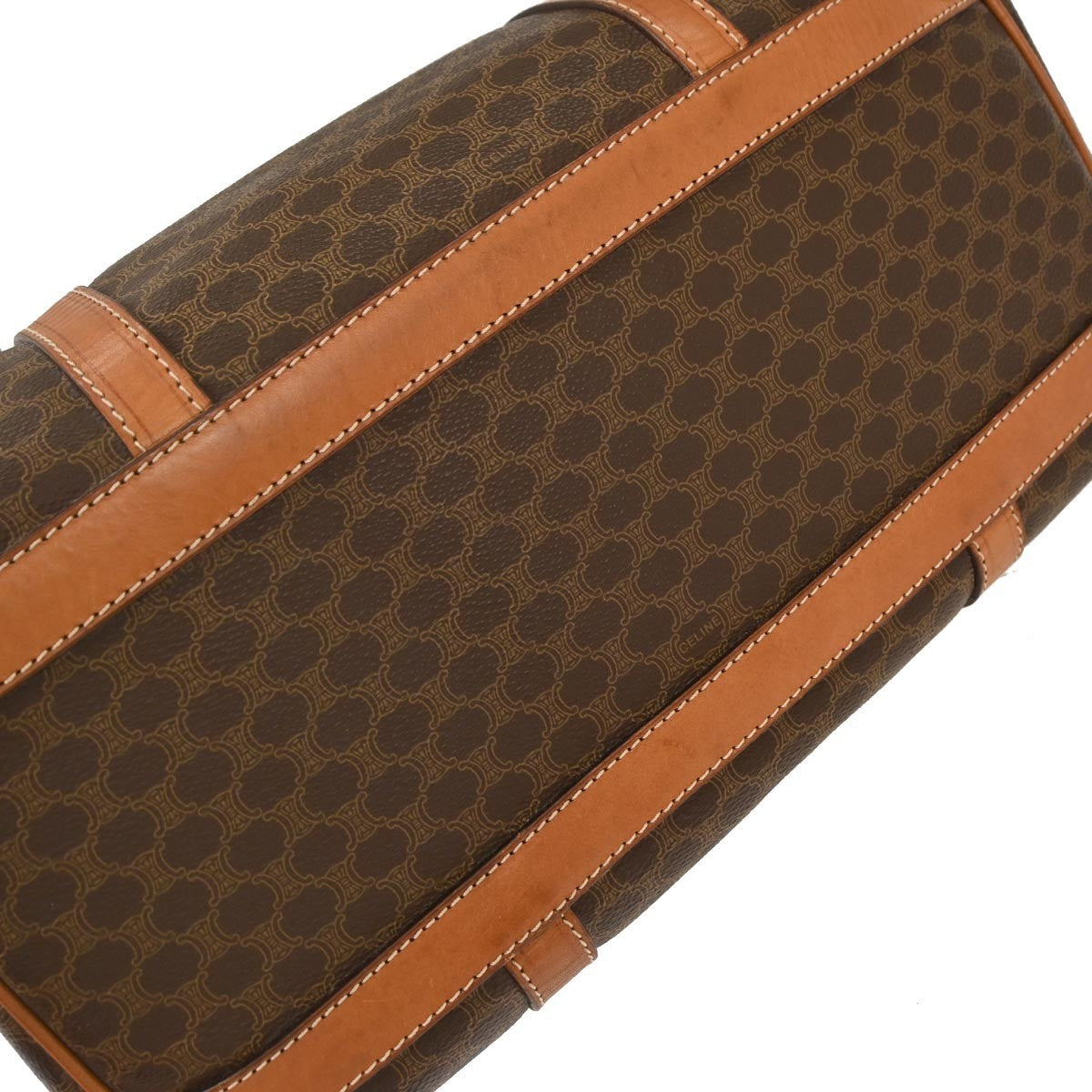 Celine Macadam Handbag Macadam with leather, BROWN, CANVAS, Handbag