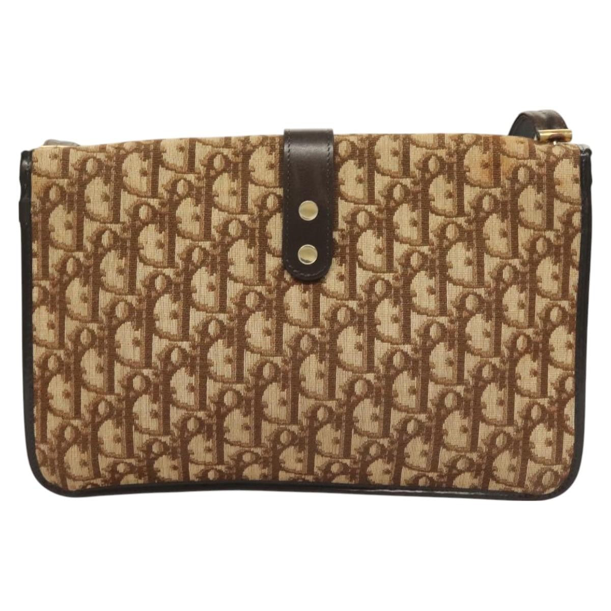 Christian Dior Vintage Trotter Shoulder Bag Canvas, BROWN, CANVAS, Shoulder bag
