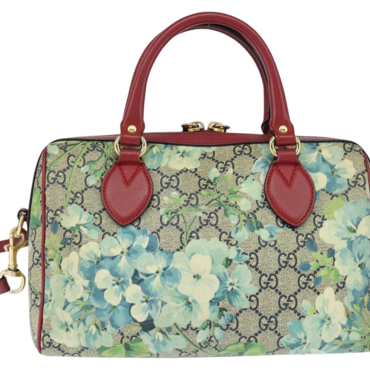 Gucci Convertible Boston Bag Blooms Print GG Coated Canvas, BEIGE, CANVAS, Handbag