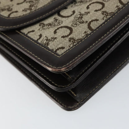 Celine C Sulky Shoulder bag Canvas and Leather, BROWN, CANVAS, Shoulder bag