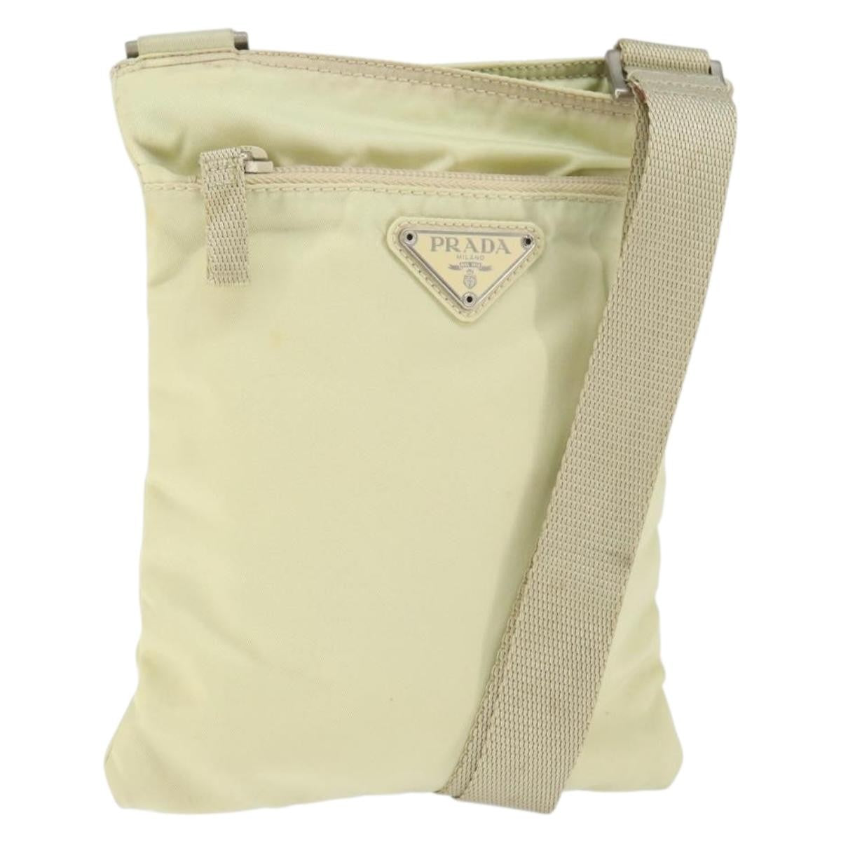 Prada Flat Messenger Tessuto, SILVER, NYLON, Shoulder bag